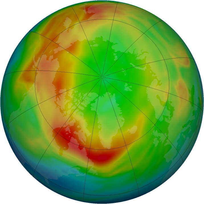 Arctic ozone map for 15 January 2007